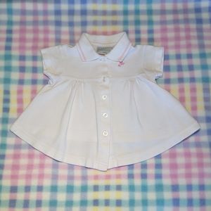 BASIC EDITIONS BABY 🌺 Vintage White Pink Trim Fit 'n Flared Out Tunic Top 0-3M